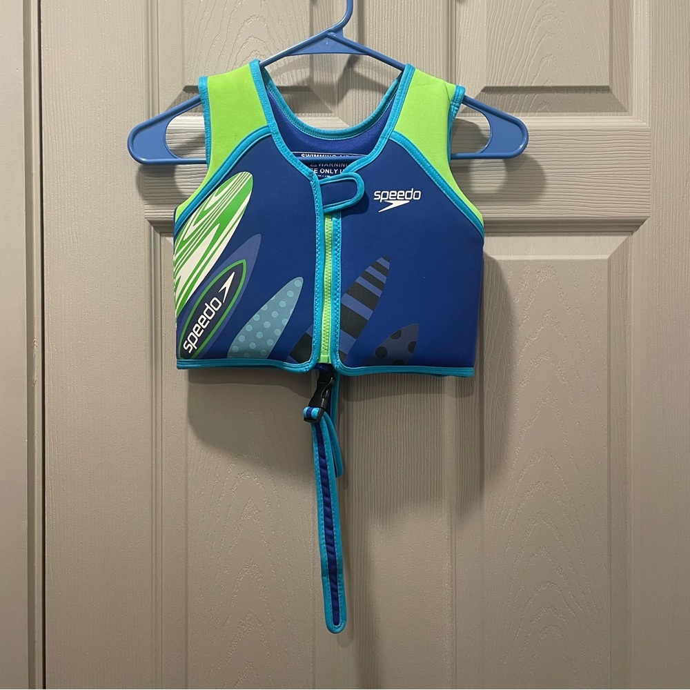 Speedo | Unisex Kids Swim Vest | Blue and Lime Green | Surfboard Design | 2–4yrs